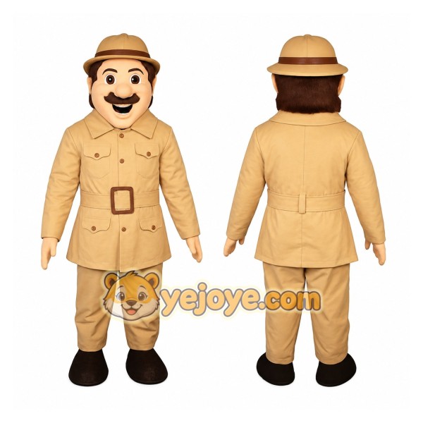 Beige Explorer Mascot Costume