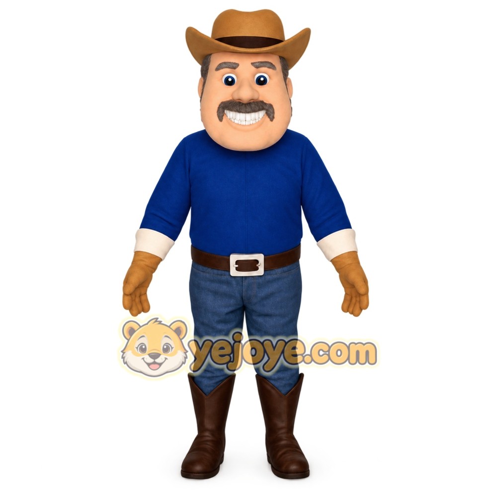 Blue Cowboy Mascot Costume Blue Cowboy Mascot Costume