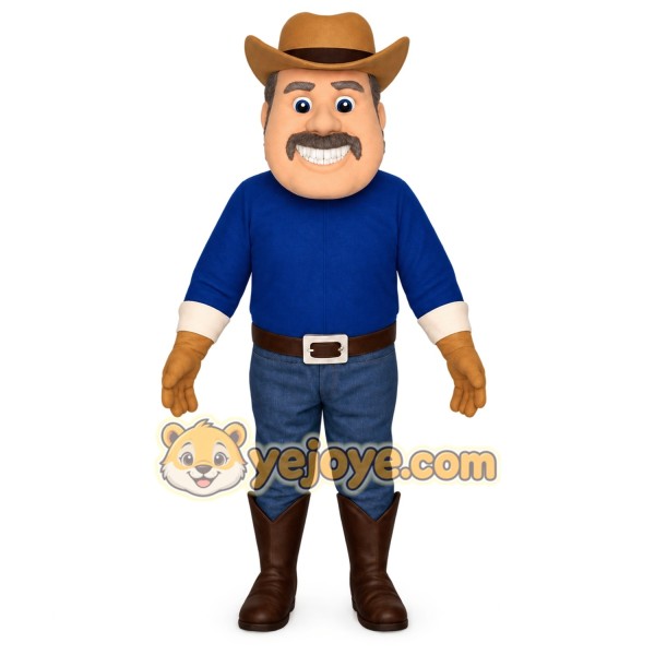 Blue Cowboy Mascot Costume