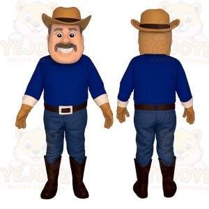 Blue Cowboy Mascot Costume