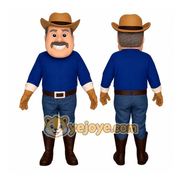 Blue Cowboy Mascot Costume