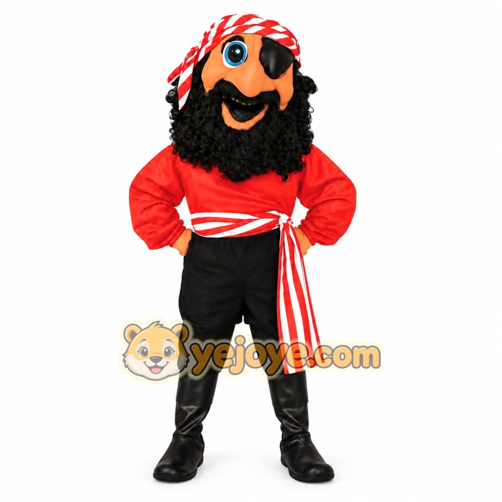 Red Pirate Mascot Costume Red Pirate Mascot Costume