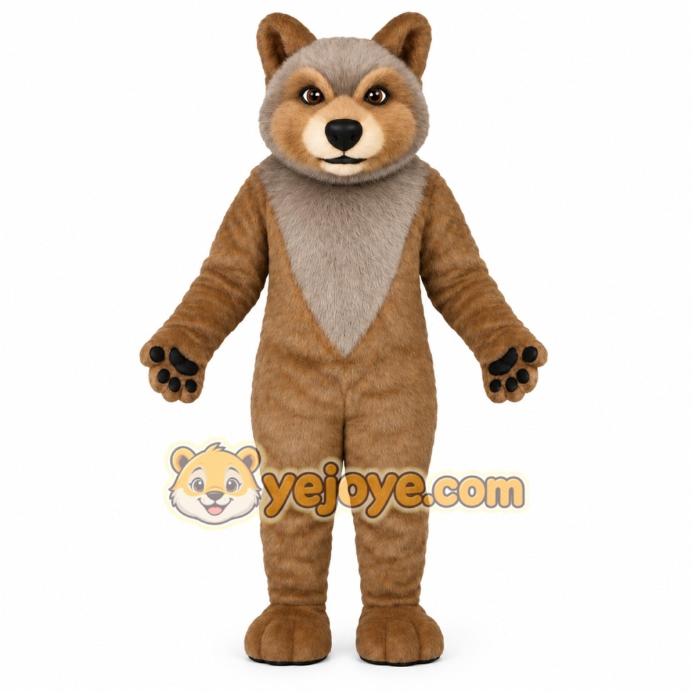 Brown Wolf Mascot Costume Brown Wolf Mascot Costume