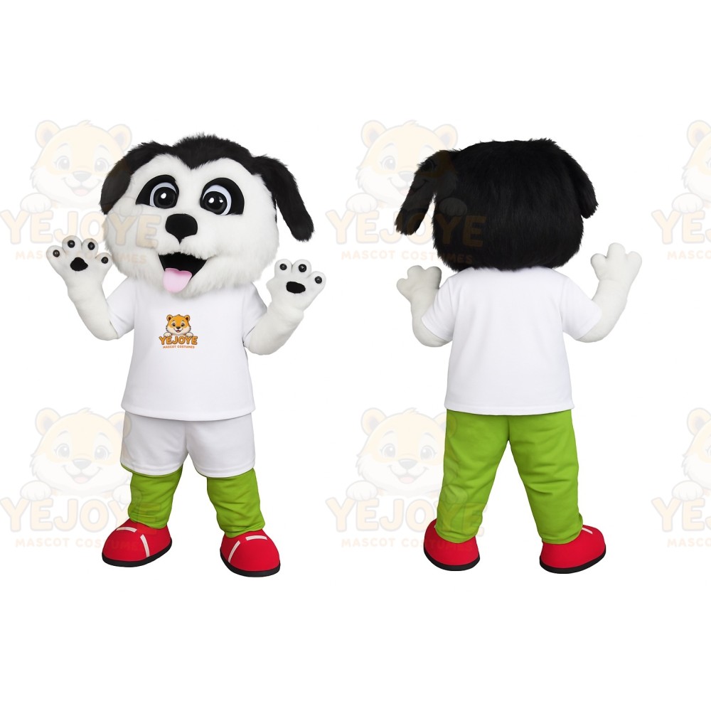 Black and White Dog Mascot Costume