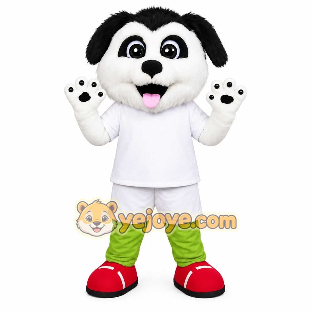 Black and White Dog Mascot Costume