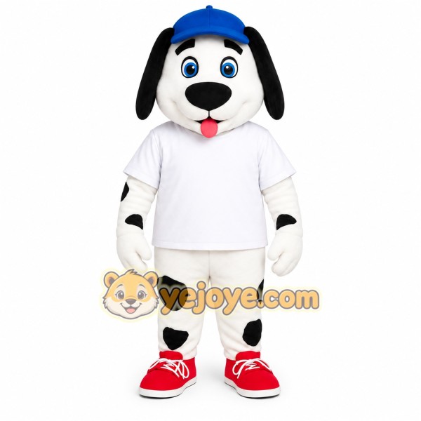Black and White Dog Mascot Costume