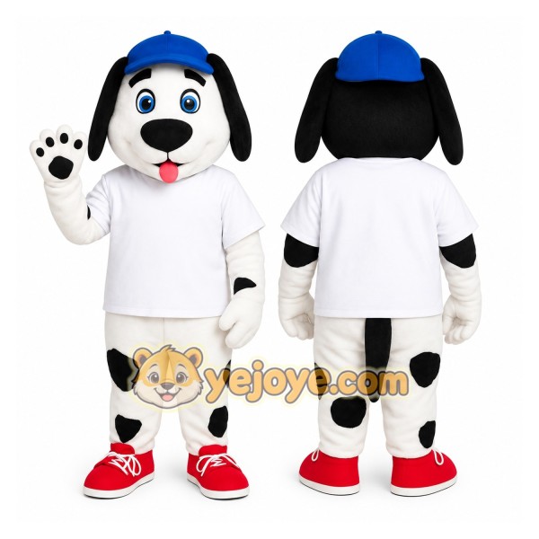 Black and White Dog Mascot Costume