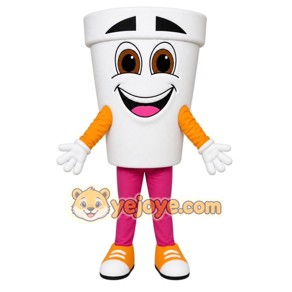 White Cup Mascot Costume White Cup Mascot Costume