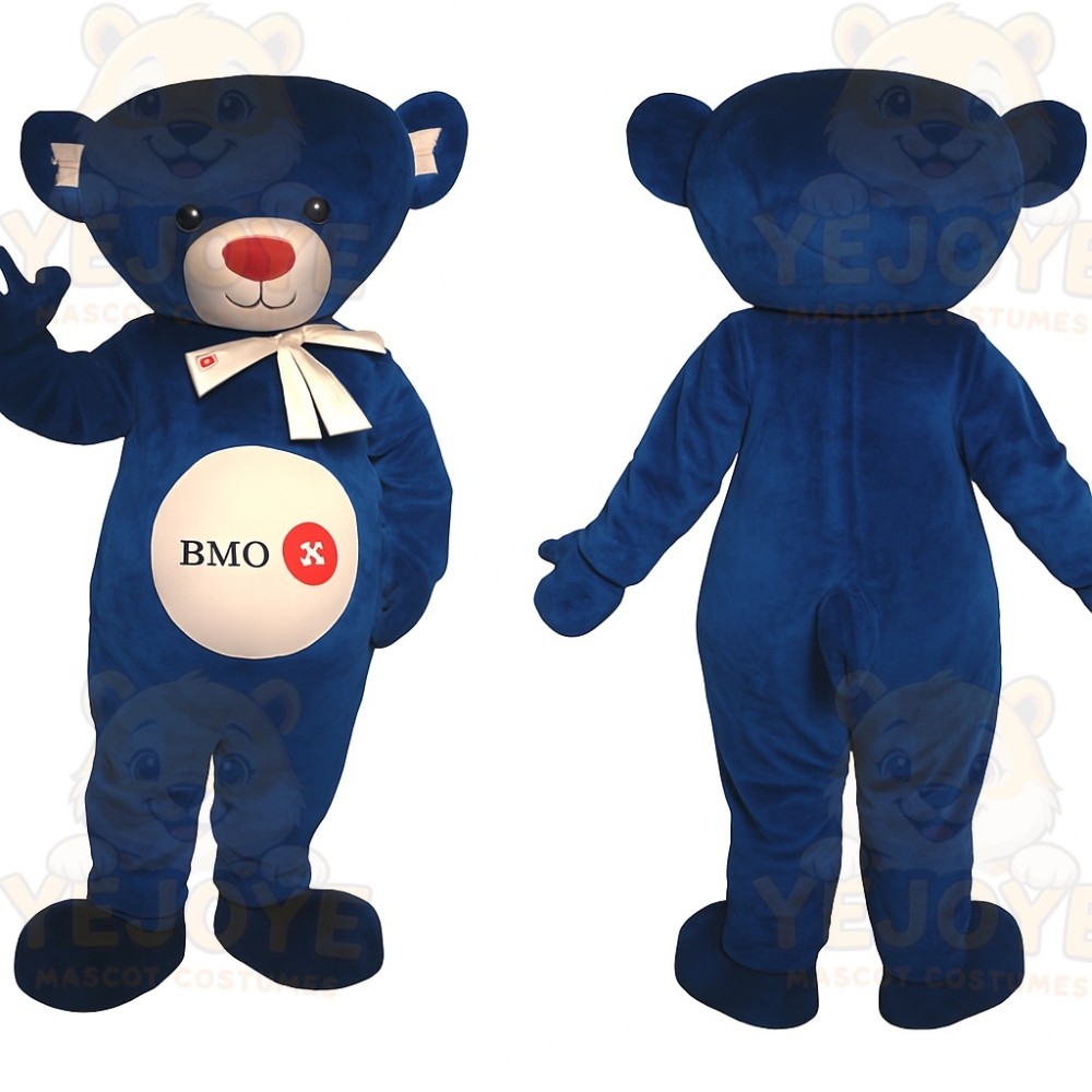 Navy Blue White Teddy Bear Mascot Costume