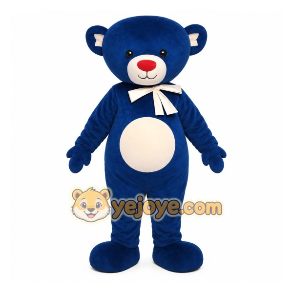 Navy Blue White Teddy Bear Mascot Costume