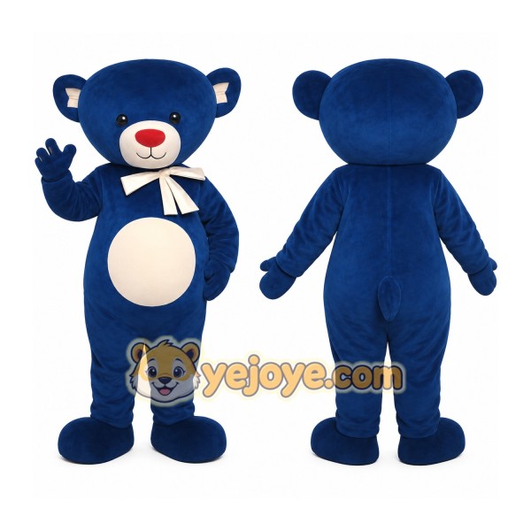 Navy Blue White Teddy Bear Mascot Costume