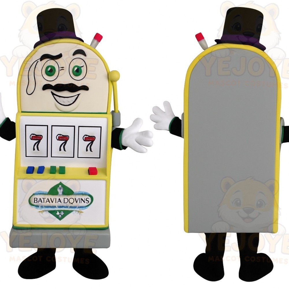 Yellow White Slot Machine Gentleman Mascot Costume