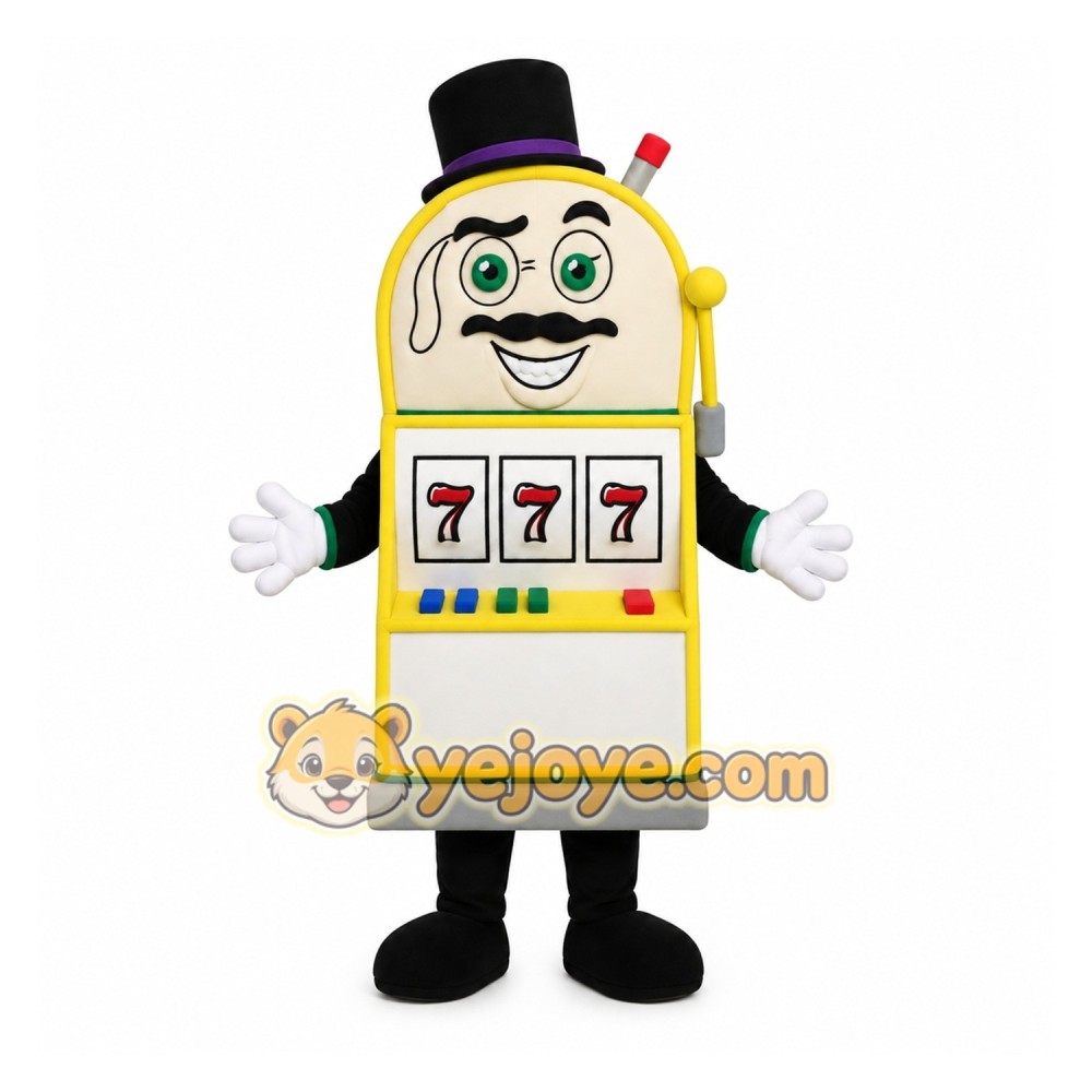 Yellow White Slot Machine Gentleman Mascot Costume Yellow White Slot Machine Gentleman Mascot Costume