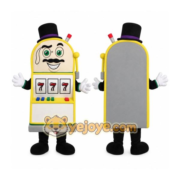 Yellow White Slot Machine Gentleman Mascot Costume
