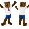 Brown Black White Blue Tiger Mascot Costume