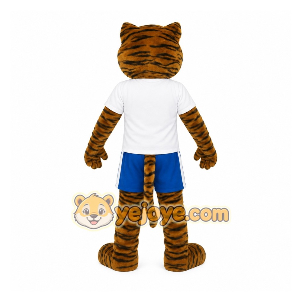 Brown Black White Blue Tiger Mascot Costume