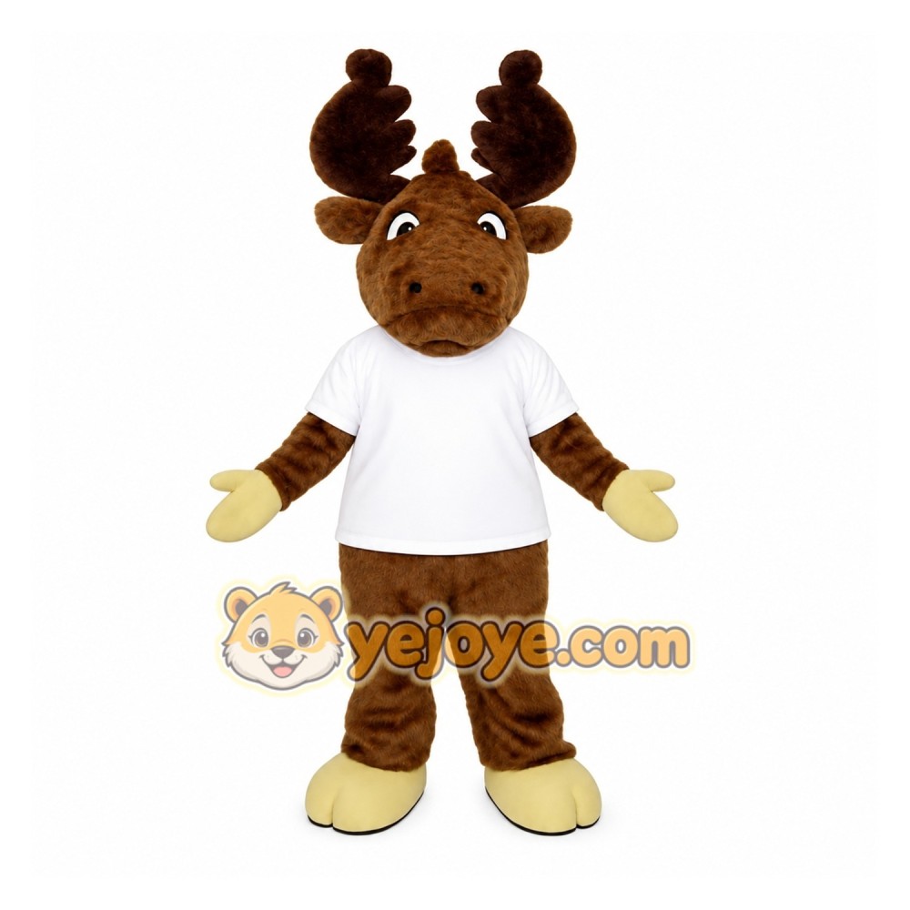 Brown White Moose Mascot Costume Brown White Moose Mascot Costume