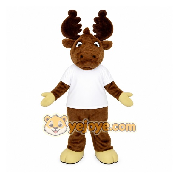 Brown White Moose Mascot Costume