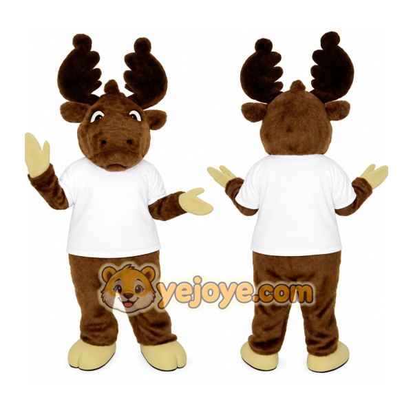 Brown White Moose Mascot Costume
