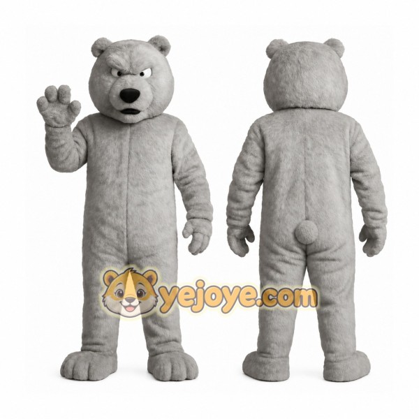 Gray Bear Mascot Costume