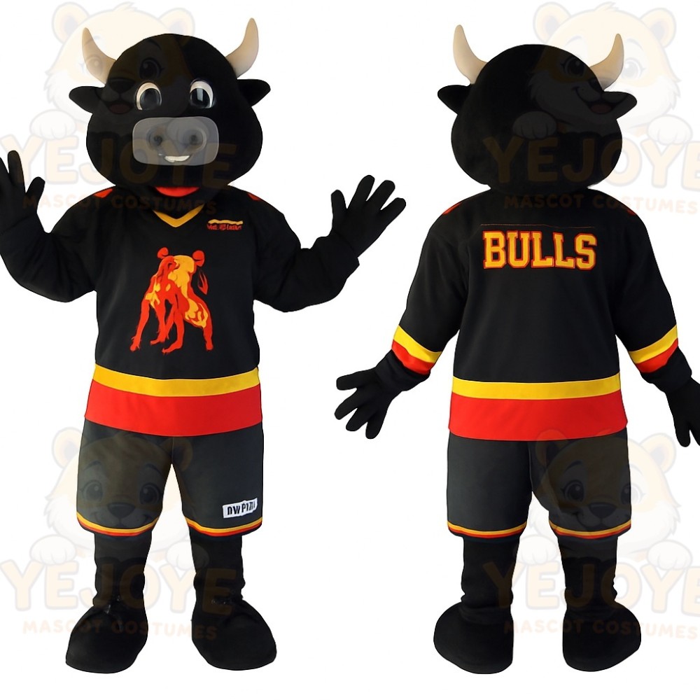 Black Red Yellow Bull Mascot Costume