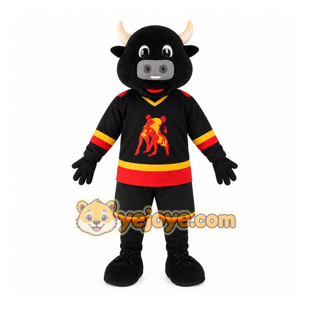 Black Red Yellow Bull Mascot Costume Black Red Yellow Bull Mascot Costume