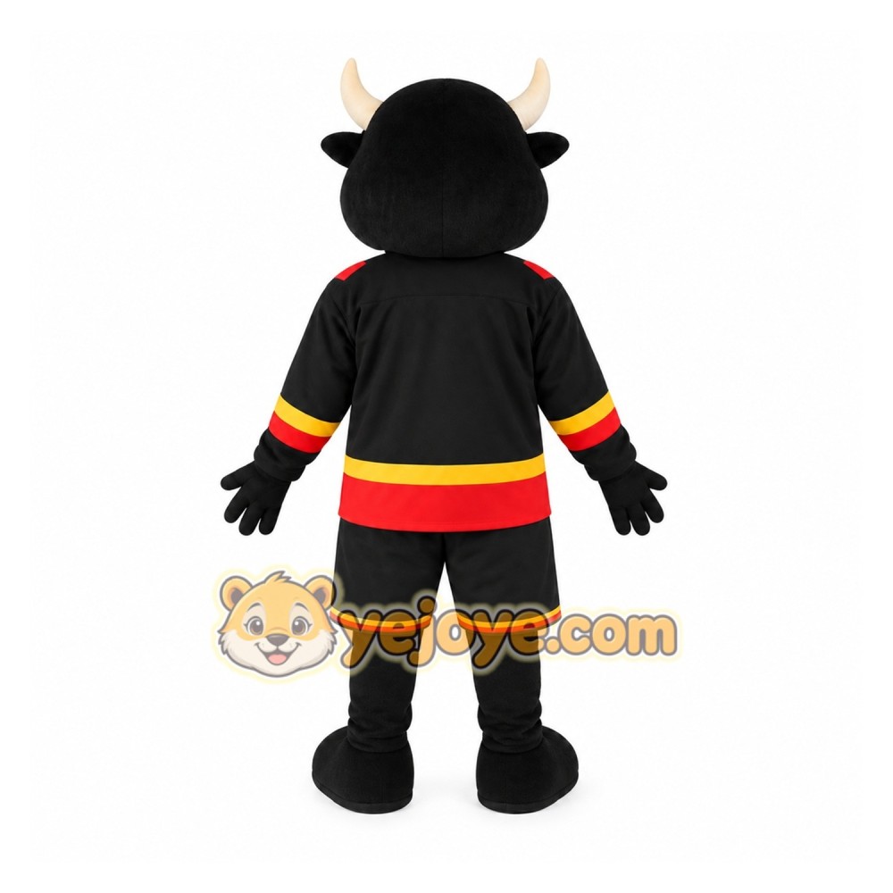 Black Red Yellow Bull Mascot Costume Black Red Yellow Bull Mascot Costume