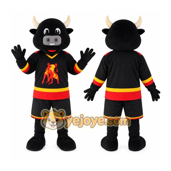 Black Red Yellow Bull Mascot Costume
