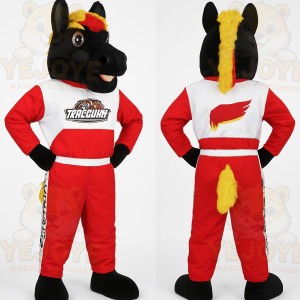 Black Red White Horse Mascot Costume