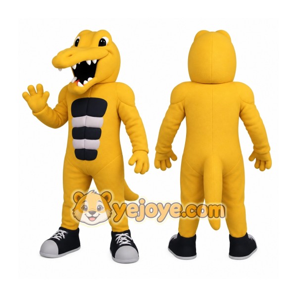 Yellow Black Crocodile Mascot Costume