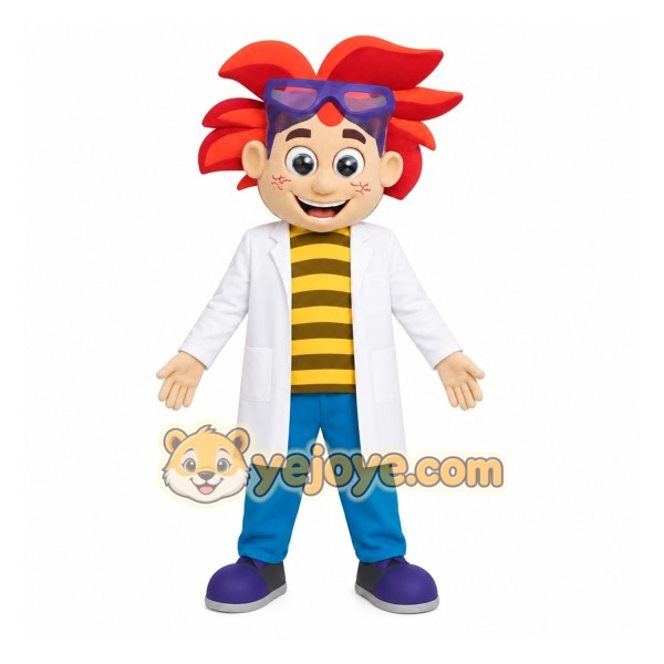 Red White Blue Scientist Boy Mascot Costume