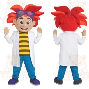 Red White Blue Scientist Boy Mascot Costume