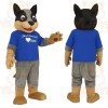 Black Gray Tan Dog Blue Shirt Mascot Costume