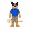Black Gray Tan Dog Blue Shirt Mascot Costume Black Gray Tan Dog Blue Shirt Mascot Costume