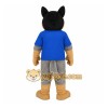 Black Gray Tan Dog Blue Shirt Mascot Costume Black Gray Tan Dog Blue Shirt Mascot Costume