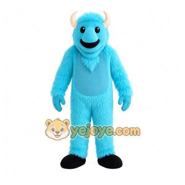 Turquoise Blue Horned Monster Mascot Costume