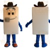 White Blue Cowboy Phone Mascot Costume
