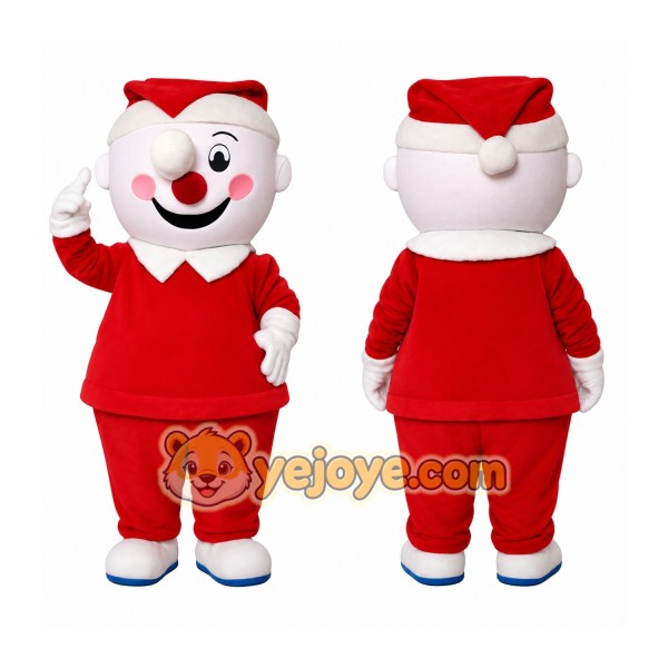Red White Winking Clown Mascot Costume