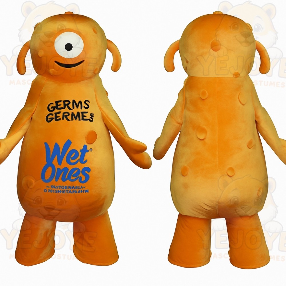 Orange One Eyed Germ Monster Mascot Costume