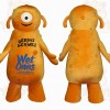 Orange One Eyed Germ Monster Mascot Costume