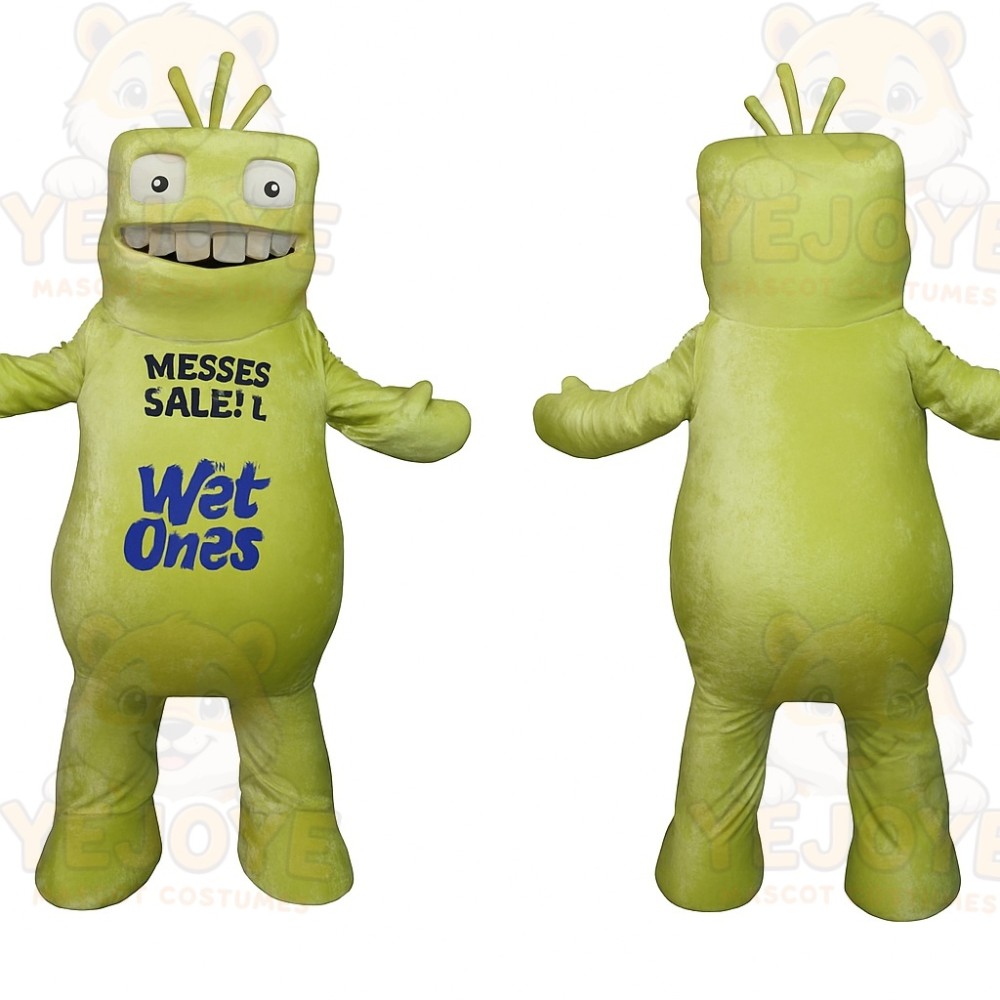 Lime Green Fuzzy Monster Mascot Costume