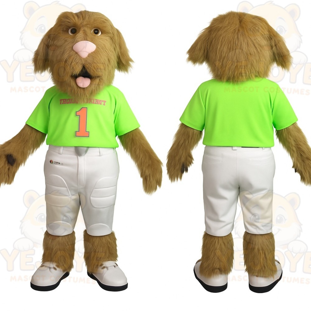 Brown Green White Sports Dog Mascot Costume