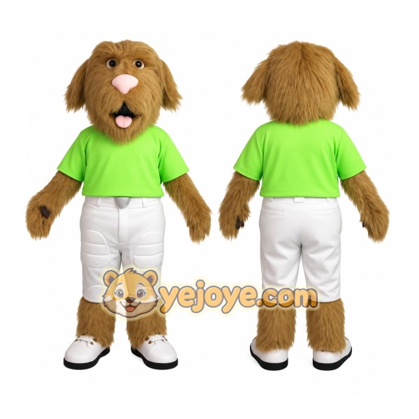 Brown Green White Sports Dog Mascot Costume