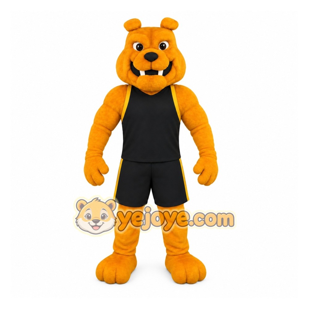 Gold Black Bulldog Mascot Costume
