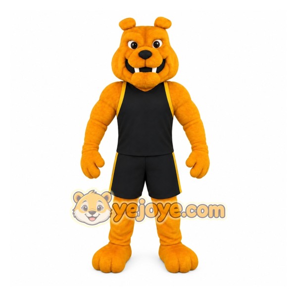 Gold Black Bulldog Mascot Costume