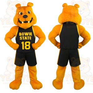 Gold Black Bulldog Mascot Costume