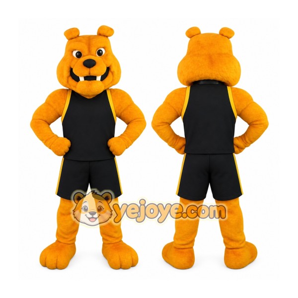 Gold Black Bulldog Mascot Costume