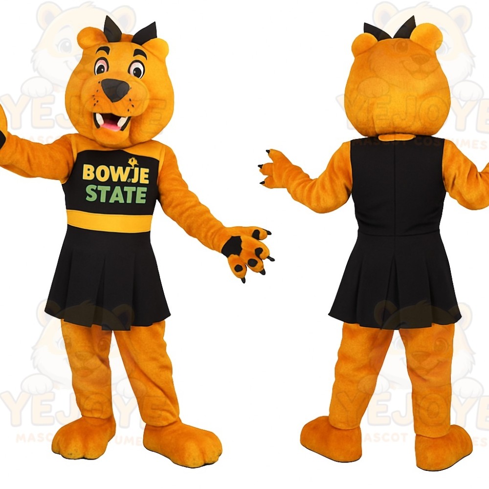Orange Black Dog Cheerleader Mascot Costume