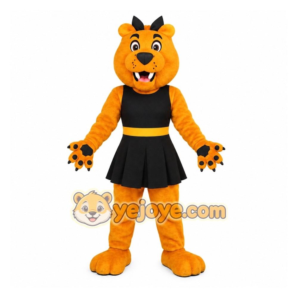 Orange Black Dog Cheerleader Mascot Costume