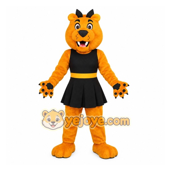 Orange Black Dog Cheerleader Mascot Costume Orange Black Dog Cheerleader Mascot Costume